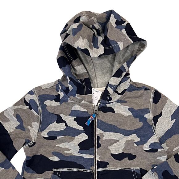 NWT J. Crew Boys' Blue & Grey Camo Fleece Full-Zip Hoodie - Picture 4 of 9